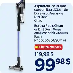 Walmart Eureka RapidClean or Dirt Devil Versa cordless stick vacuum offer