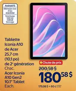 Walmart Acer Iconia AIO Gen2 10.1 Tablet offer