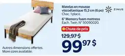Walmart Zinus 6 Memory foam mattress offer