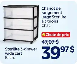 Walmart Sterilite 3-Drawer wide cart offer