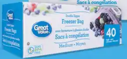 Walmart Great Value zipper seal freezer bags offer