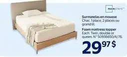 Walmart Mainstays Foam mattress topper offer