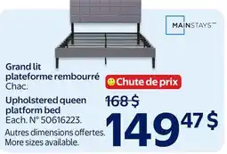 Walmart Upholstered queen platform bed offer