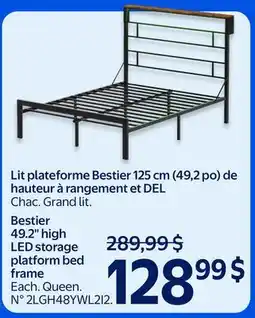 Walmart Bestier 49.2high LED storage platform bed frame offer