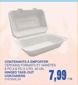 Wholesale Club CONTENANTS À EMPORTER, 9 PO X 6 PO X 3 PO, 50 UN offer