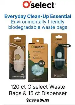 Ren’s Pets Depot 120 ct O'select Waste Bags & 15 ct Dispenser offer