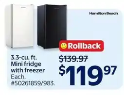 Walmart Hamilton Beach Mini Fridge offer