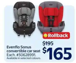 Walmart Evenflo Sonus Convertible Car Seat offer