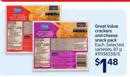 Walmart Great Value crackers and cheese snack pack offer