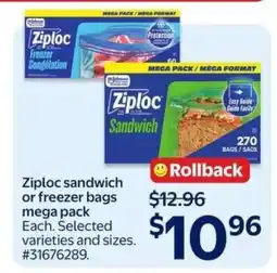 Walmart Ziploc Sandwich or Freezer Bags Mega Pack offer