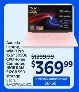 Walmart Auusda Laptop, Win 11 Pro 15.6” 3050E CPU Home Computer offer