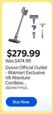 Walmart Dyson Official Outlet - Walmart Exclusive V8 Absolute Cordless offer
