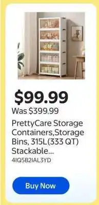 Walmart PrettyCare Storage Containers, Storage Bins, 315L (333 QT) Stackable offer