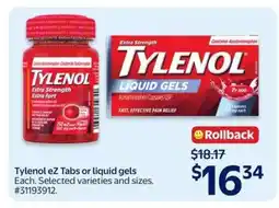Walmart Tylenol EZ tabs or Liquid Gels offer