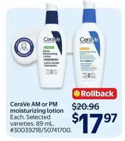 Walmart CeraVe AM or PM moisturizing lotion offer