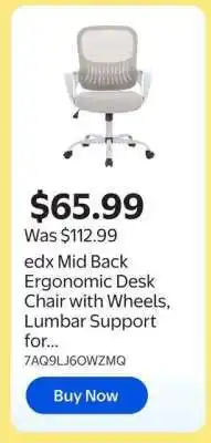 Walmart edx Mid Back Ergonomic Desk Chair offer
