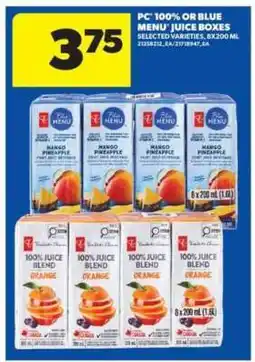 Real Canadian Superstore PC 100% or Blue Menu Juice Boxes offer