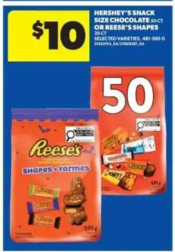 Real Canadian Superstore Hershey's Snack Size Chocolate or Reese's Shapes offer
