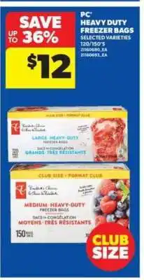Real Canadian Superstore PC Heavy Duty Freezer Bags offer