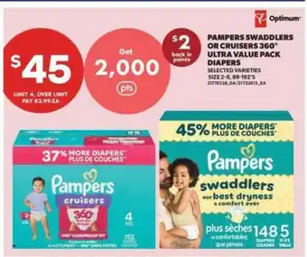 Real Canadian Superstore Pampers Swaddlers or Cruisers 360° ultra value pack diapers offer