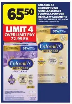 Real Canadian Superstore Enfamil A+ NeuroPro or Gentlease Baby Formula Powder Refills 0-12 Months offer