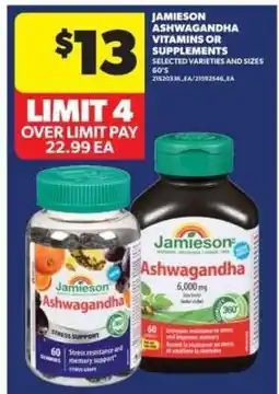 Real Canadian Superstore Jamieson Ashwagandha Vitamins or Supplements offer