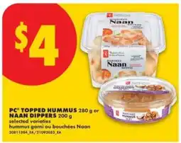 No Frills PC Topped Hummus or Naan Dippers offer