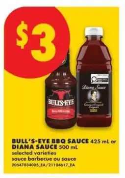 No Frills Bull's-Eye BBQ Sauce or Diana Sauce offer