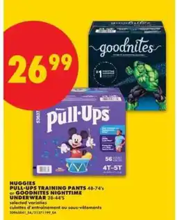 No Frills Huggies Pull-Ups Training Pants or Goodnites Nighttime Underwear offer
