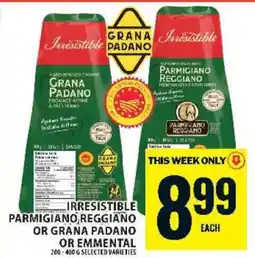 Food Basics Irresistible Parmigiano Reggiano or Grana Padano or Emmental offer