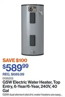 Patrick Morin Electric Water Heater, Top Entry, 6-Year/6-Year, 240V, 40 Gal offer