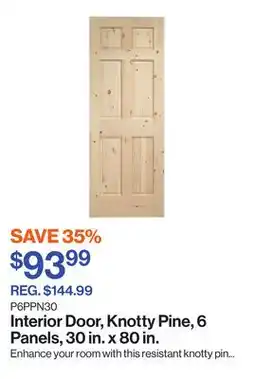 Patrick Morin Interior Door, Knotty Pine, 6 Panels, 30 in. x 80 in offer