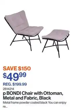 Patrick Morin BONDI Chair with Ottoman, Metal and Fabric, Black offer