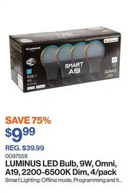 Patrick Morin LED Bulb, 9W, Omni, A19, 2200-6500K Dim, 4/pack offer
