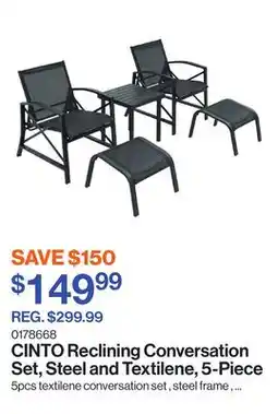 Patrick Morin CINTO Reclining Conversation Set, Steel and Textilene, 5-Piece offer