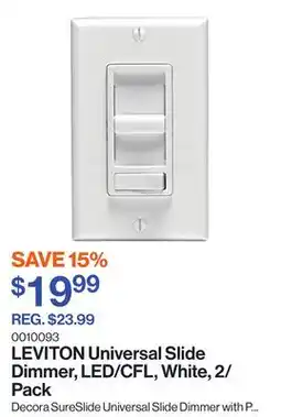 Patrick Morin Universal Slide Dimmer, LED/CFL, White, 2/Pack offer
