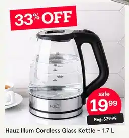 Kitchen Stuff Plus Hauz Illum Cordless Glass Kettle offer
