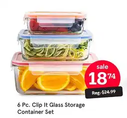 Kitchen Stuff Plus 6 Pc. Clip It Glass Storage Container Set offer