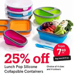 Kitchen Stuff Plus Lunch Pop Silicone Collapsible Containers offer