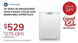Goemans Appliances 24 BUILT-IN DISHWASHER WITH 5 WASH CYCLES AND REMOVABLE UPPER RACK offer