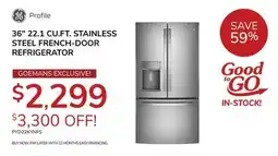 Goemans Appliances Ge Profile 36 22.1 CU.FT. STAINLESS STEEL FRENCH-DOOR REFRIGERATOR offer
