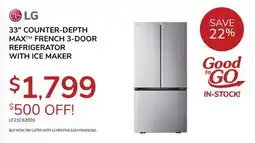 Goemans Appliances LG 33 COUNTER-DEPTH MAX FRENCH 3-DOOR REFRIGERATOR WITH ICE MAKER offer