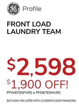 Goemans Appliances GE PROFILE FRONT LOAD LAUNDRY TEAM offer