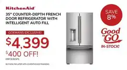 Goemans Appliances KitchenAid 35 COUNTER-DEPTH FRENCH DOOR REFRIGERATOR WITH INTELLIGENT AUTO FILL offer