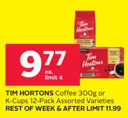 Rexall TIM HORTONS Coffee 300g or K-Cups 12-Pack offer