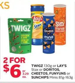 Rexall TWIGZ 130g or LAY'S Stax or DORITOS, CHEETOS, FUNYUNS or SUNCHIPS Minis offer