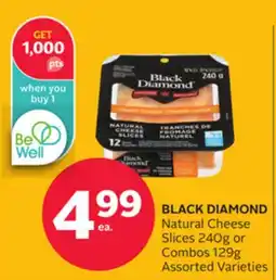Rexall BLACK DIAMOND Natural Cheese Slices 240g or Combos 129g offer