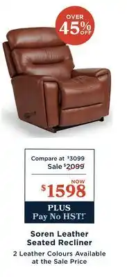 La Z Boy Soren Leather Seated Recliner offer