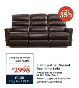 La Z Boy Liam Leather Seated Reclining Sofa offer