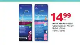 Rexall HYDRASENSE Nasal Congestion or Allergy Relief offer